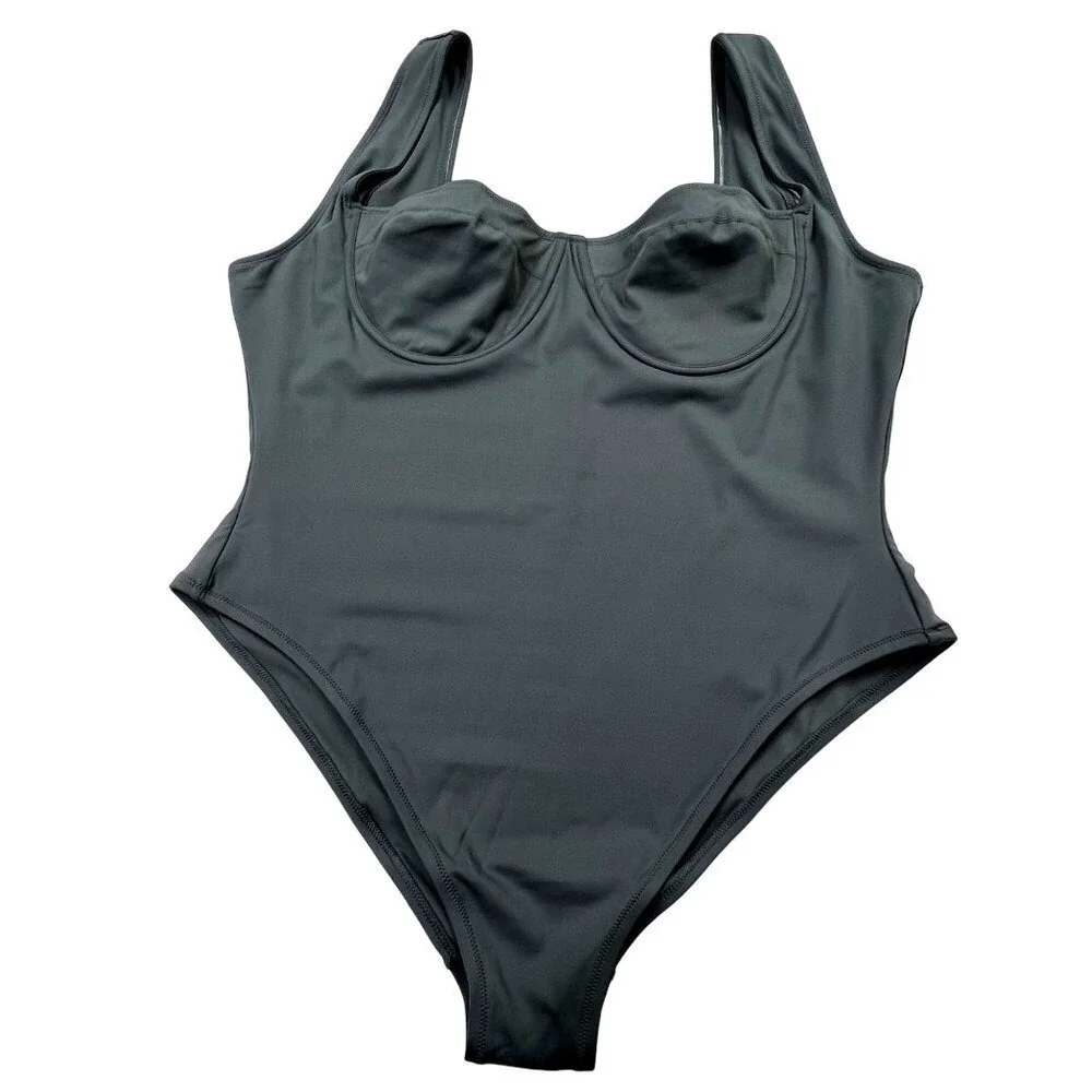 SKIMS‎ Shaping Swim Underwire One Piece Gunmetal Womens 4X